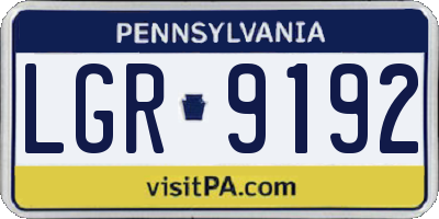 PA license plate LGR9192