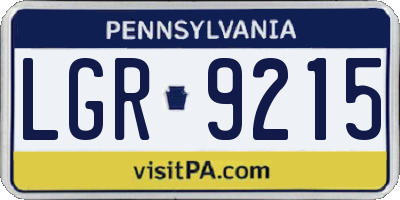 PA license plate LGR9215