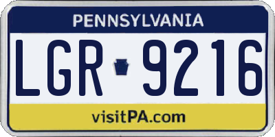 PA license plate LGR9216