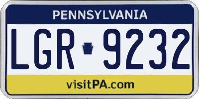 PA license plate LGR9232