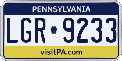 PA license plate LGR9233