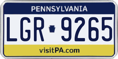 PA license plate LGR9265