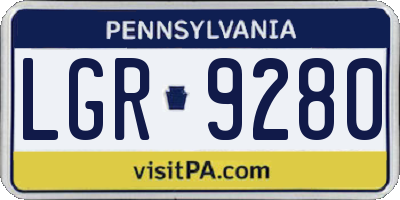 PA license plate LGR9280