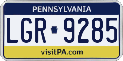 PA license plate LGR9285