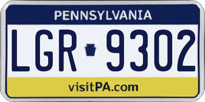 PA license plate LGR9302