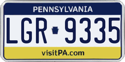 PA license plate LGR9335