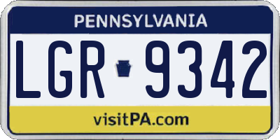 PA license plate LGR9342