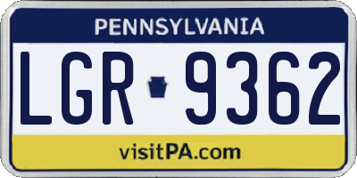 PA license plate LGR9362