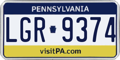 PA license plate LGR9374