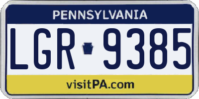 PA license plate LGR9385