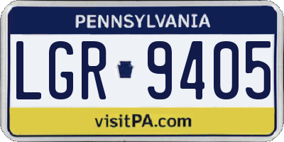 PA license plate LGR9405