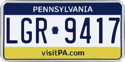 PA license plate LGR9417