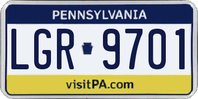 PA license plate LGR9701