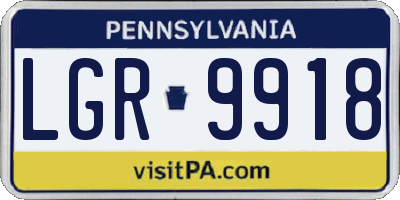PA license plate LGR9918