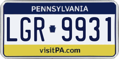 PA license plate LGR9931