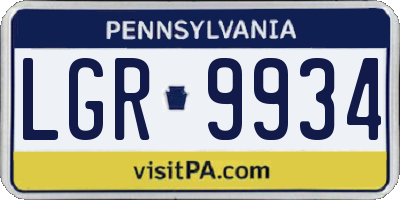 PA license plate LGR9934