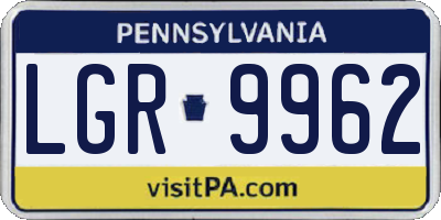 PA license plate LGR9962