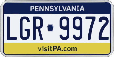 PA license plate LGR9972