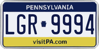 PA license plate LGR9994