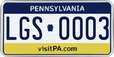 PA license plate LGS0003