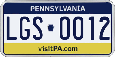 PA license plate LGS0012