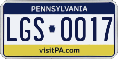 PA license plate LGS0017