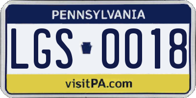 PA license plate LGS0018