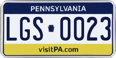 PA license plate LGS0023