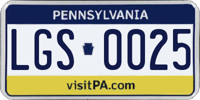 PA license plate LGS0025