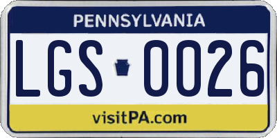 PA license plate LGS0026