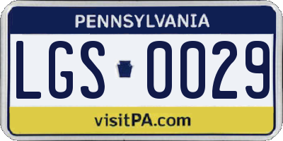 PA license plate LGS0029