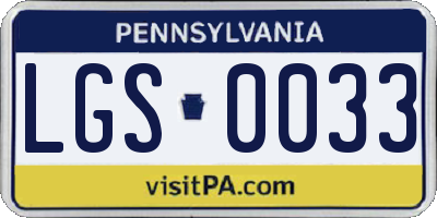 PA license plate LGS0033
