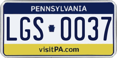 PA license plate LGS0037
