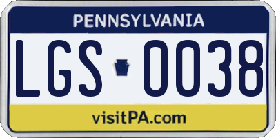 PA license plate LGS0038