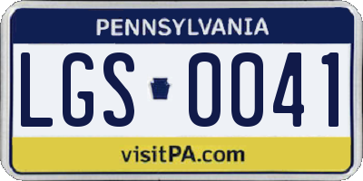 PA license plate LGS0041