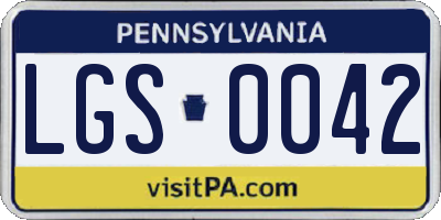 PA license plate LGS0042