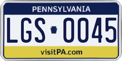 PA license plate LGS0045