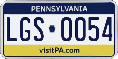 PA license plate LGS0054