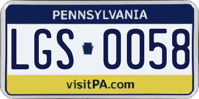 PA license plate LGS0058