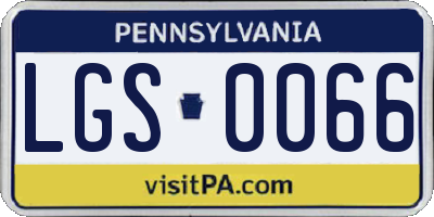PA license plate LGS0066