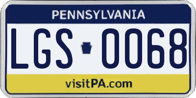 PA license plate LGS0068