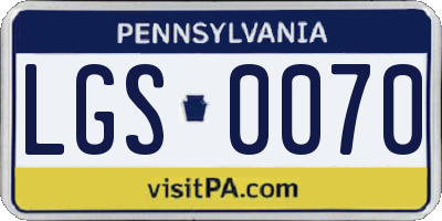 PA license plate LGS0070