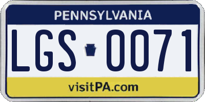 PA license plate LGS0071
