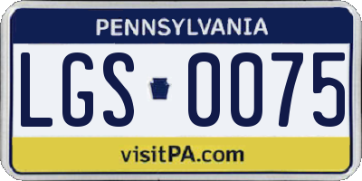 PA license plate LGS0075