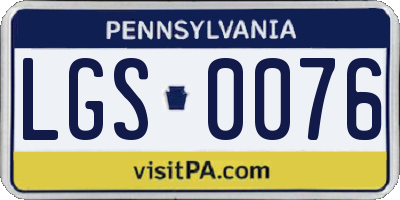 PA license plate LGS0076