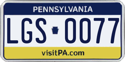 PA license plate LGS0077