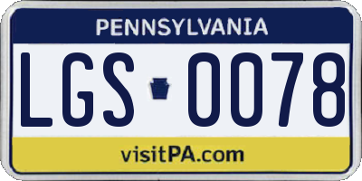 PA license plate LGS0078