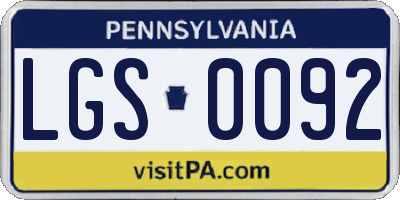 PA license plate LGS0092