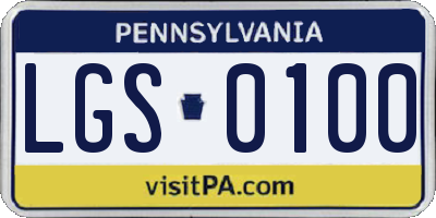PA license plate LGS0100