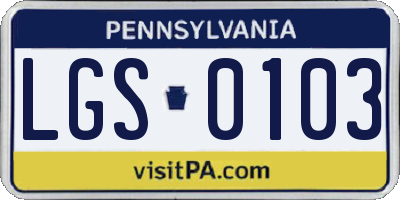 PA license plate LGS0103